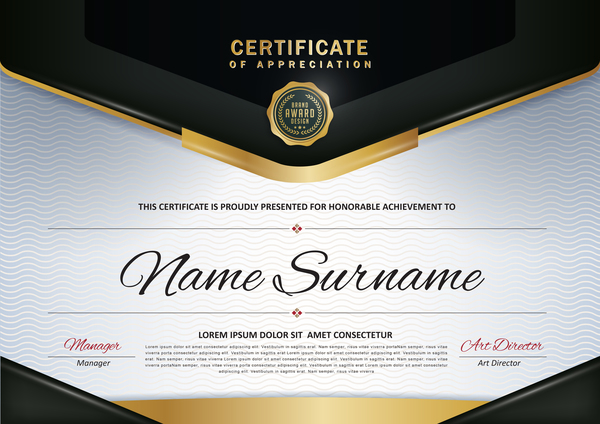 Certificate with diploma template luxury vector material 03