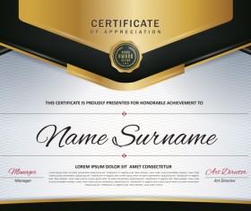 Certificate with diploma template luxury vector material 05