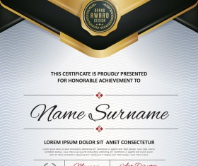 Certificate with diploma template luxury vector material 06