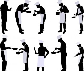 Chef silhouette collection vector