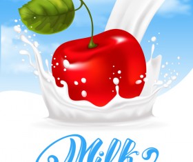 Cherry milk poster background vector 01