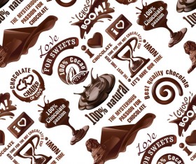 Chocolate logos vector seamless pattern