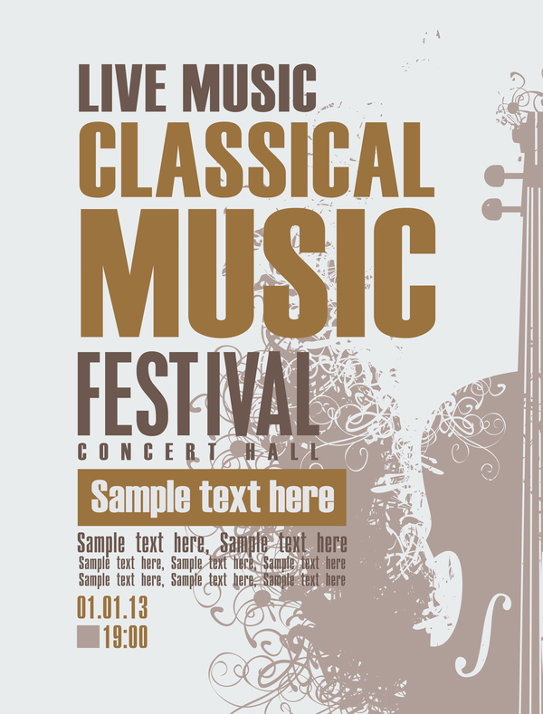 Classical music retro concert poster template 02