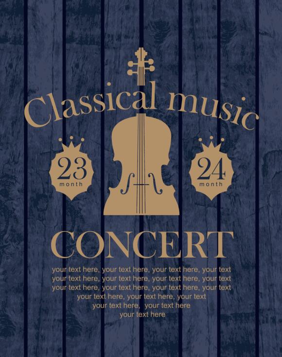 Classical music retro concert poster template 03 free download