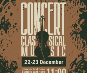 Classical music retro concert poster template 06