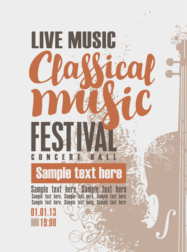 Classical music retro concert poster template 07