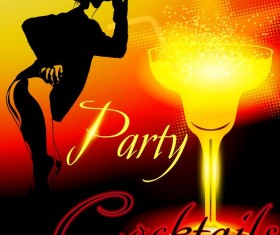 Cocktail party poster template with beautiful girl vector 03