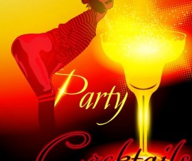 Cocktail party poster template with beautiful girl vector 04