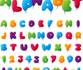 Colored balloon alphabet with numbers vector