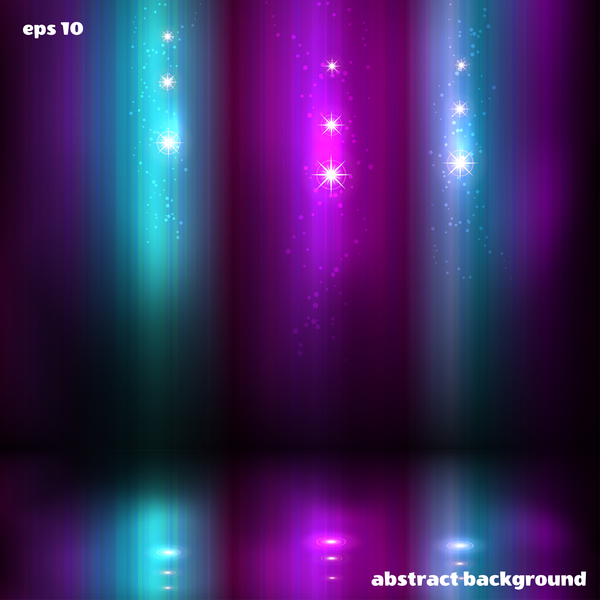 Colored light with stars shining vector background