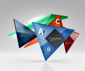 Colorful glass triangles business template vectors 01