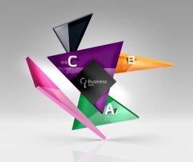 Colorful glass triangles business template vectors 04