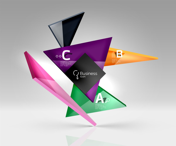 Colorful glass triangles business template vectors 04