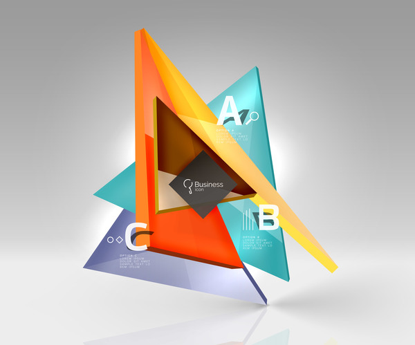 Colorful glass triangles business template vectors 06