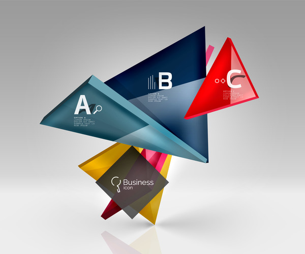 Colorful glass triangles business template vectors 11