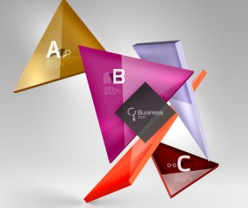 Colorful glass triangles business template vectors 12