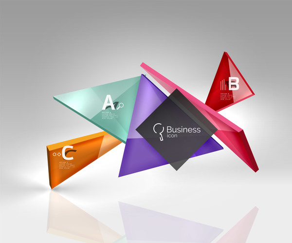 Colorful glass triangles business template vectors 14