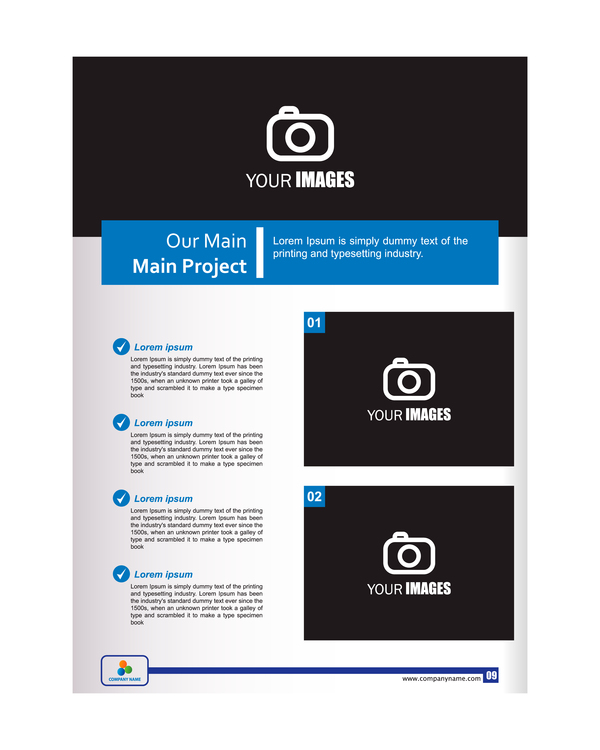 Company brochure cover blue styles vector 09