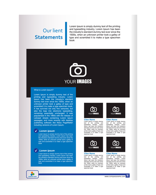Company brochure cover blue styles vector 11