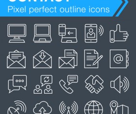 Contact outline icons set