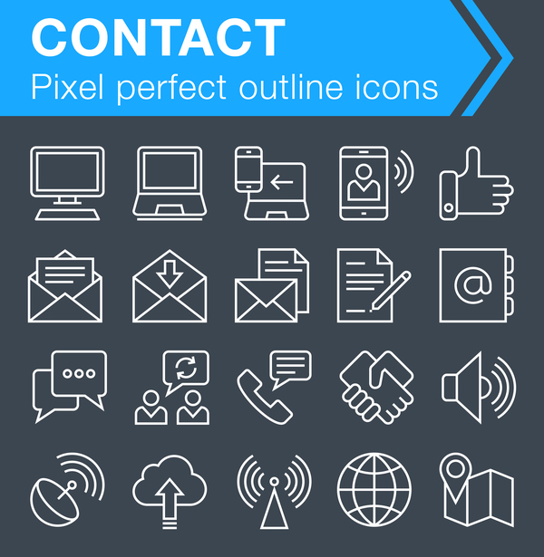 Contact outline icons set