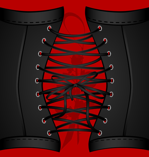 Corset with red background vector 01