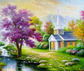 Country house landscape painting HD picture