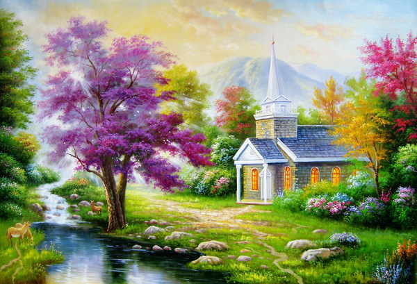 Country house landscape painting HD picture