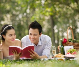 Couple reading Stock Photo