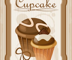Cupcake poster retro design vectors 01