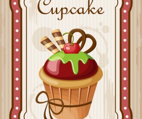 Cupcake poster retro design vectors 02