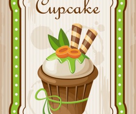 Cupcake poster retro design vectors 03