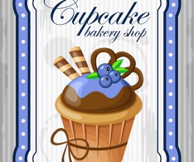 Cupcake poster retro design vectors 04