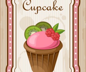Cupcake poster retro design vectors 05