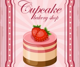 Cupcake poster retro design vectors 07