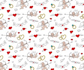 Cupid and heart wings vector seamless pattern vector 01