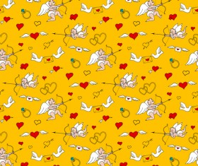 Cupid and heart wings vector seamless pattern vector 02
