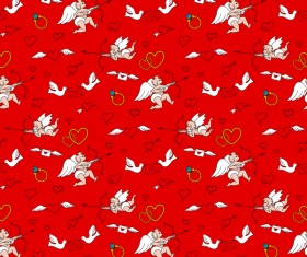 Cupid and heart wings vector seamless pattern vector 03