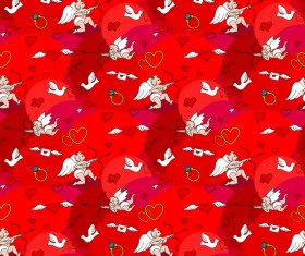 Cupid and heart wings vector seamless pattern vector 04