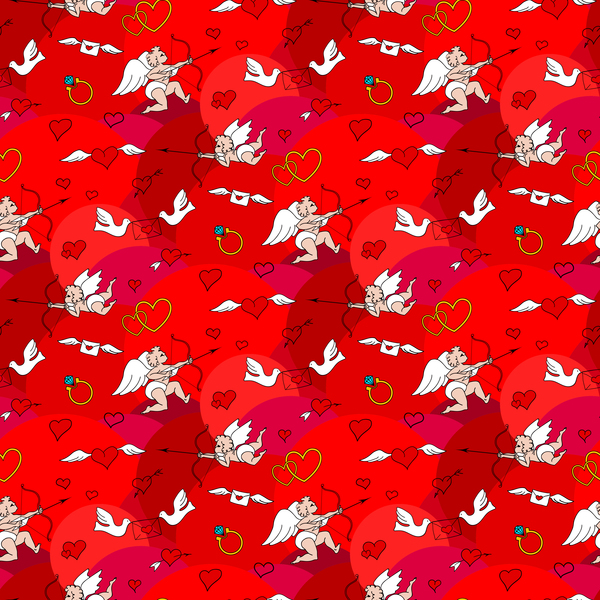 Cupid and heart wings vector seamless pattern vector 04