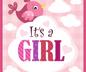 Cute birds with baby card vector 03