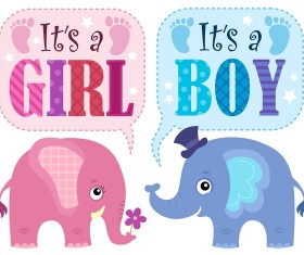 Cute elephant with baby card vector