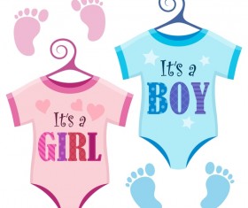 Cute girl and boy baby card vector 01