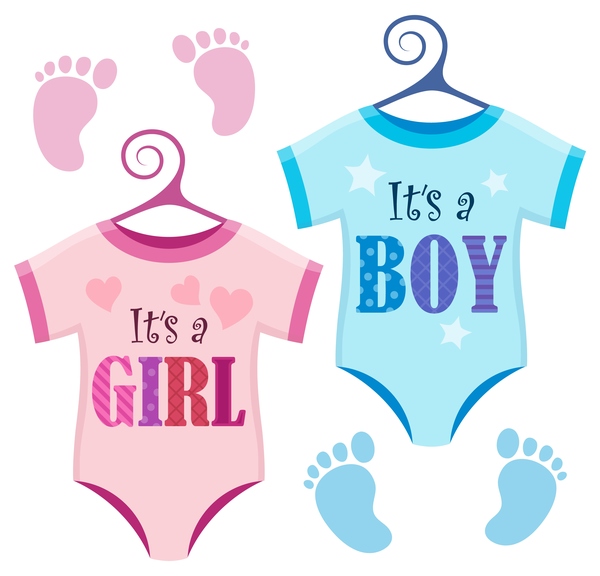 Cute girl and boy baby card vector 01