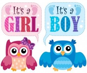 Cute owl with baby card vector
