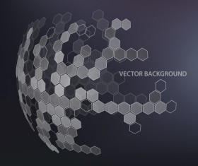 Dark background with hexagonal spherical vector