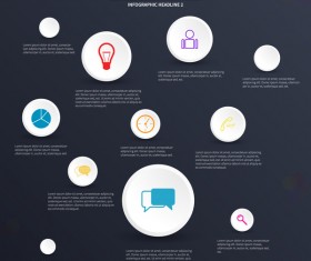 Dark blue infographic template vectors design 01