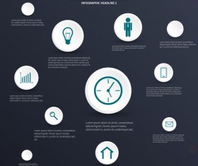 Dark blue infographic template vectors design 03