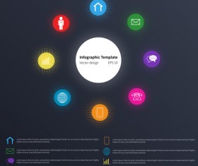 Dark blue infographic template vectors design 05