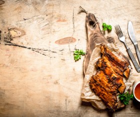 Delicious grilled ribs and sauces HD picture 04